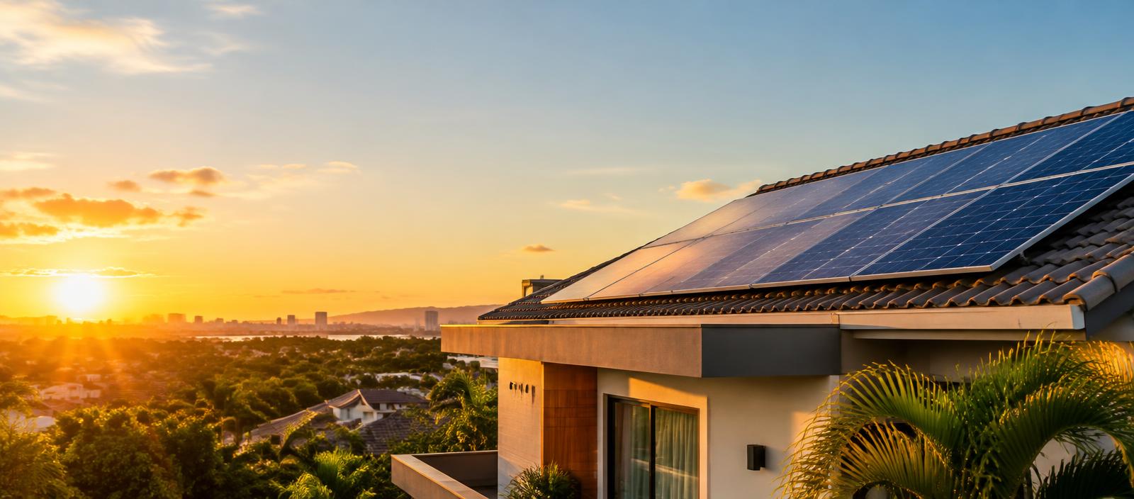 Painéis solares instalados em telhado